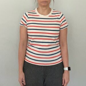 Madewell Blue and Red Stripe Tee
